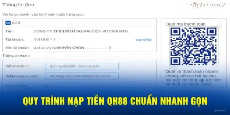 Các bước nạp tiền QH88 đơn giản và nhanh chóng